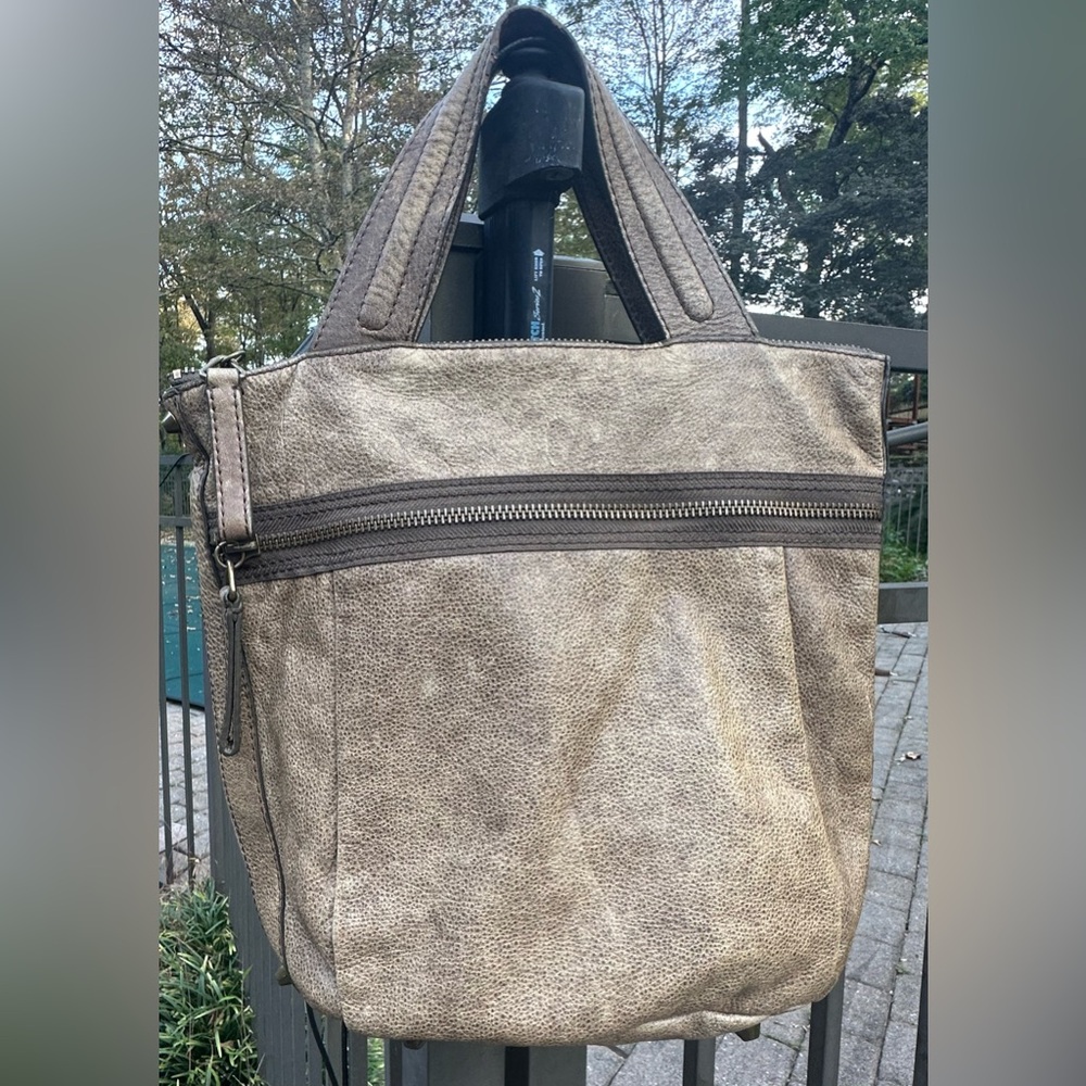 Boho Hippie J.Crew Corsa taupe leather tote bag